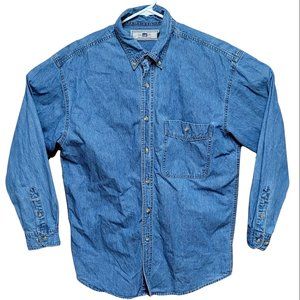Vtg Lee Long Sleeve Button Down Blue Jean Shirt